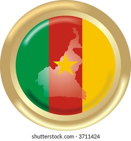 round gold medal with map and flag from cameroon