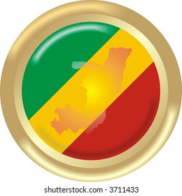 round gold medal with map and flag from congo