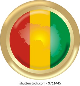 round gold medal with map and flag from guinea