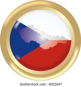 round gold medal with map and flag from czech republic