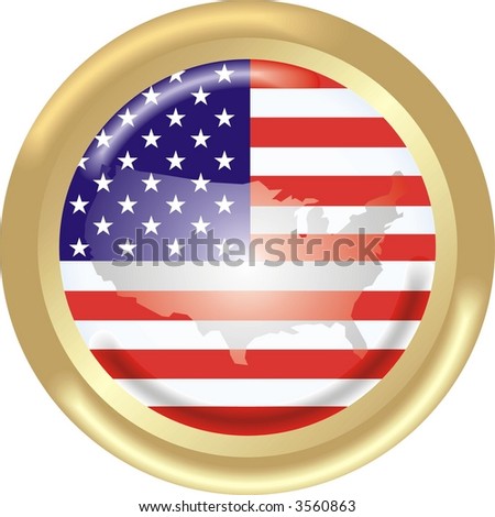 round gold medal with map and flag from United States