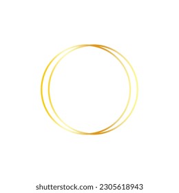 Round gold metallic vector frame isolated on white background. Minimalistic geometric frame, beautiful decor.