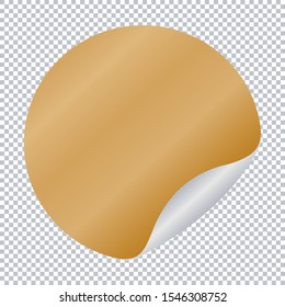 round gold note paper on transparent background