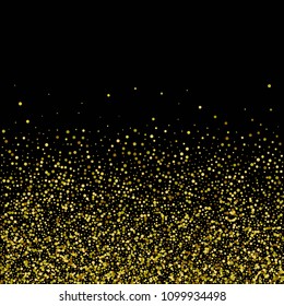 Round gold shine. Scatter of the lower gradient on a black background. Perfect vector illustration. Celebration.