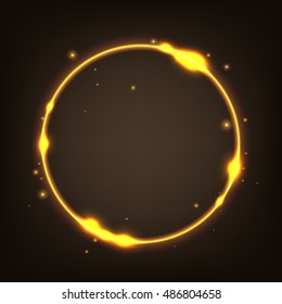 Round gold shiny with sparks background