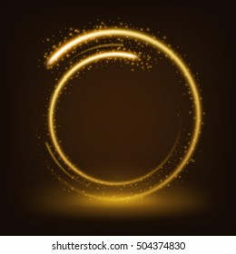 Oro redondo brillante con chispas ilustración vectorial