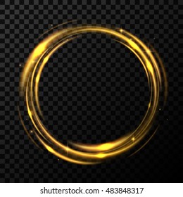 Round gold shiny in transparent background