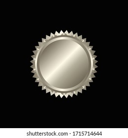 Round golden badge isolated on a Black background, seal stamp gold luxury elegant banner con, Vector illustration certificate gold foil seal or medal isolated.
