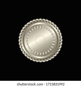 Round golden badge isolated on a Black background, seal stamp gold luxury elegant banner con, Vector illustration certificate gold foil seal or medal isolated.

