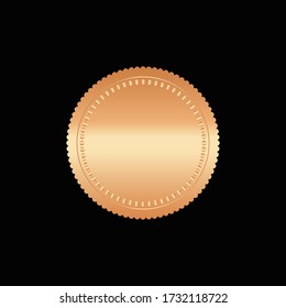 Round golden badge isolated on a Black background, seal stamp gold luxury elegant banner con, Vector illustration certificate gold foil seal or medal isolated.