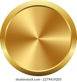 Round golden badge with shadow for prizes, offers or features. Vector