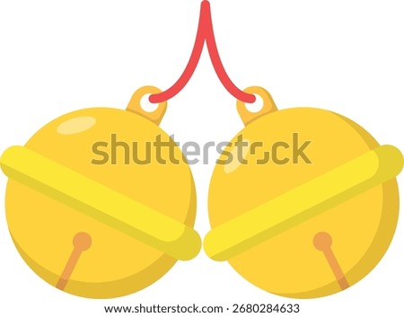 Round Golden Bell Flat Illustration. Clean Icon Design Element on Isolated White Background