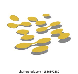 Round golden dots and pairs of dots that look like a treasure