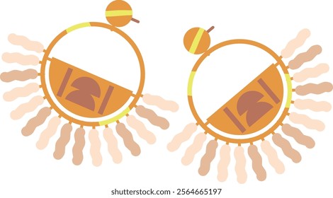 Round golden earrings vector illustration