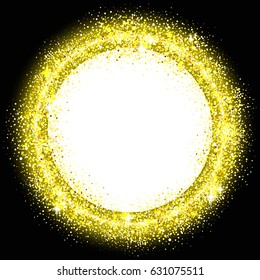 Round Golden Frame for Celebrations Day Beautiful Template for Greeting Card Design Stock Vector Illustration