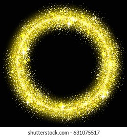 Round Golden Frame for Celebrations Day Beautiful Template for Greeting Card Design Stock Vector Illustration