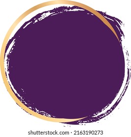 Round golden frame with decorative brush stroke stain