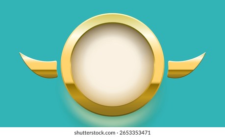 Round Golden Frame Ring On White Background. EPS10 Vector