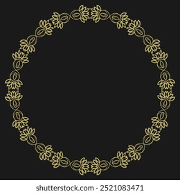 Quadro dourado redondo em estilo vintage no fundo preto. Versão 12. Ilustração vetorial