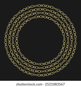 Round golden frame in vintage style on black background. Version 9. Vector illustration