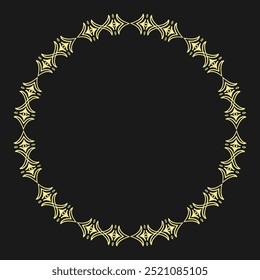 Quadro dourado redondo em estilo vintage no fundo preto. Versão 6. Ilustração vetorial