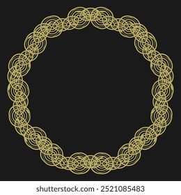 Quadro dourado redondo em estilo vintage no fundo preto. Versão 14. Ilustração vetorial