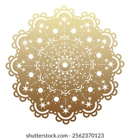 Round golden mandala arabesque emblem symbol isolated on white background. Vector illustration