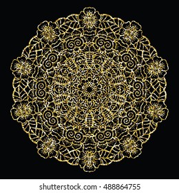 Round golden mandala. Mehndi design. Creative vector illustration