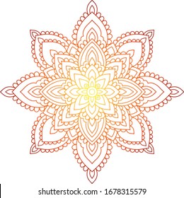 Round golden mandala vector. Traditional oriental ornament with a concentric pattern. Vector element for applying to objects for yoga, meditation, spiritual practices. batik ornament