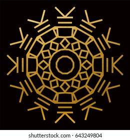 Round Golden Ornament. Abstract Geometric Mandala. Vector Decoration Ornament. Circular 