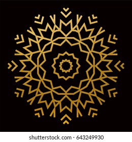 Round Golden Ornament. Abstract Geometric Mandala. Vector Circular 