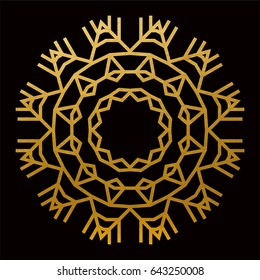 Round Golden Ornament. Abstract Geometric Mandala. Vector Circular 