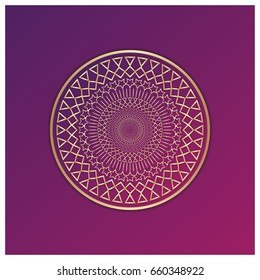 Round golden ornamental pattern vector illustration for backgrounds, invitations, print and boutique. 