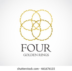 Round of golden rings abstract vector and logo design or template connection business icon of company identity symbol concept