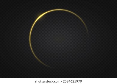 Round golden sparkling frame with glowing light effects, isolated on a black background. A luxurious vector illustration featuring a shimmering gold ring with sparkles and radiant reflections