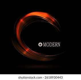 Round gorgeous isolated orange frame with bright glitter on black background
