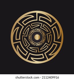 Round Gothic pattern. Occult symbol on a black background. Vector illustration