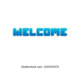 Round gradient blue welcome text art design vector