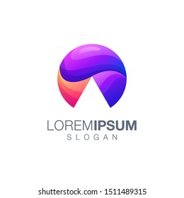 round gradient color logo design vector 