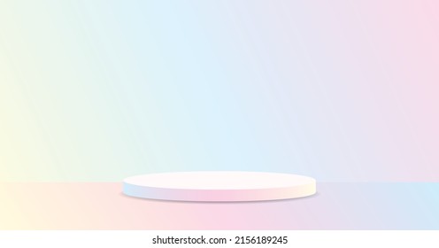 round gradient color product podium display on sweet pastel gradient wall and floor 3d illustration vector for putting your object