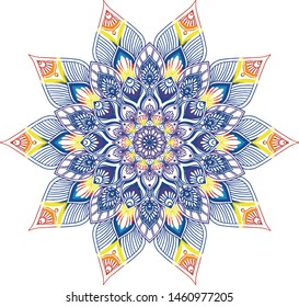 Round gradient mandala. Decorative round ornaments. Unusual flower shape. Oriental vector, Anti-stress therapy patterns. Weave design elements. Yoga logos Vector.