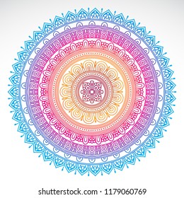 Round Gradient Mandala On White Isolated Background