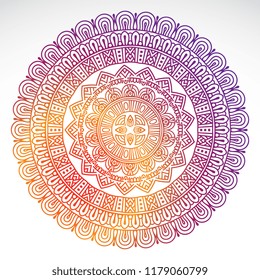 Round gradient mandala on white isolated background