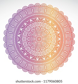 Round gradient mandala on white isolated background
