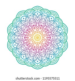 Round Gradient Mandala on white isolated background. Mandala Ornament Pattern