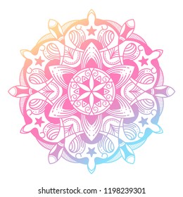 Round gradient mandala on white isolated background