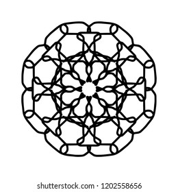 Round gradient mandala on white isolated background. Vector boho mandala black color. Mandala with floral patterns. Yoga template.
