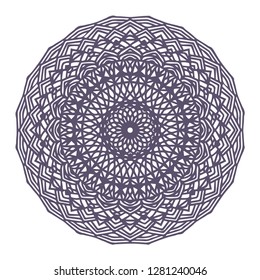 Round gradient mandala on white isolated background. Vector boho mandala in blue colors. Mandala with floral patterns. Yoga template
