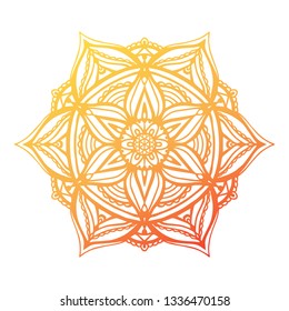 Round gradient mandala on white isolated background. Vector boho Mandala with floral patterns. Yoga concept