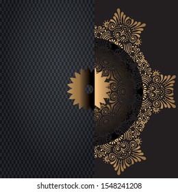 Round gradient mandala on White isolated background. Vector boho mandala in White and black colors. Mandala with floral patterns. Yoga template - Vector